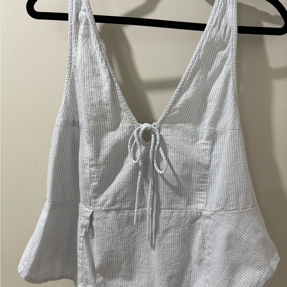 FREE PEOPLE: White Sleeveless Top with Tie Detail
